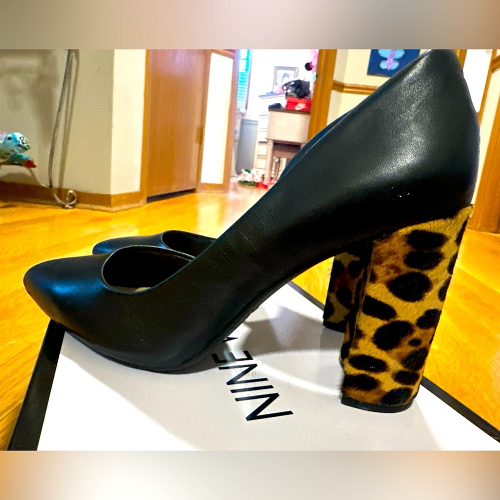 NEW Nine West Anisa 9X Black leather Hair Calf  9 M re-listed